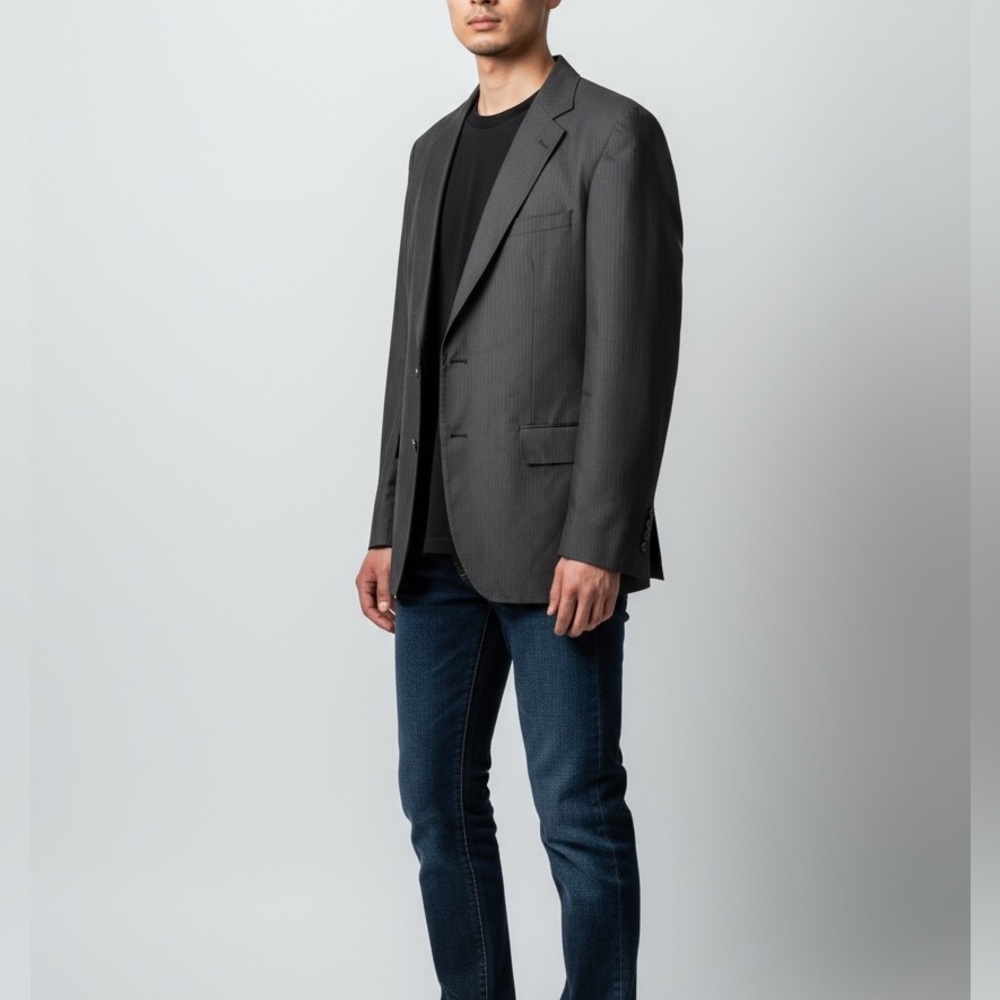 Zara Man Men's Black Pinstripe Jacket/Blazer - Size 38